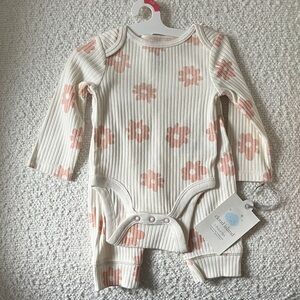 Cloud Island Cream and Pink Floral Bodysuit